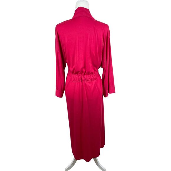 Natori Long Belted Robe Inner Tie Classic Feminine Lounge Cranberry Size Large - Picture 6 of 12
